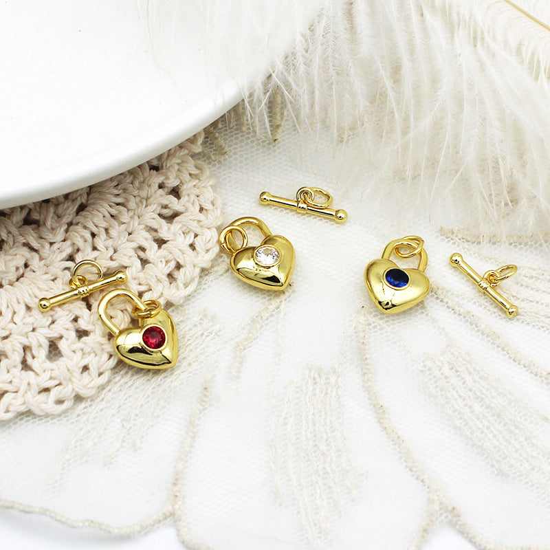 Wholesale 18K Real Gold Electroplated Love Heart Pendant Necklace Bracelet Diy Accessories